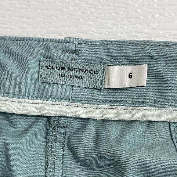 Club Monaco Tea Dye Crop Bootcut Cotton Chino Pants In Pale Teal Size 6 - Picture 6 of 8